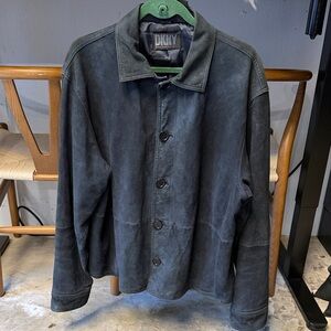 DKNY Suede Leather Deep Blue Shirt Jacket